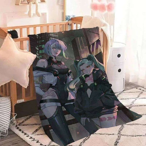 3D Print CyberpunkEdgerunners flannel Blanket Soft Comfortable Decorate Bedroom Living Room Sofa Beds For Home Textiles J260512