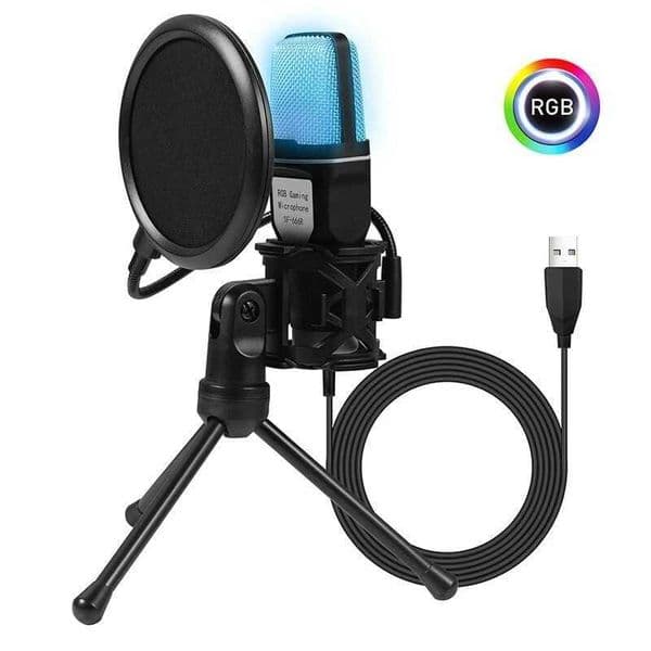 Gaming Computer Professional Condenser Microphone Mic PC Laptop USB Wired Live Streaming Podcast Studio Mike Kit Gamer Karaoke T260525