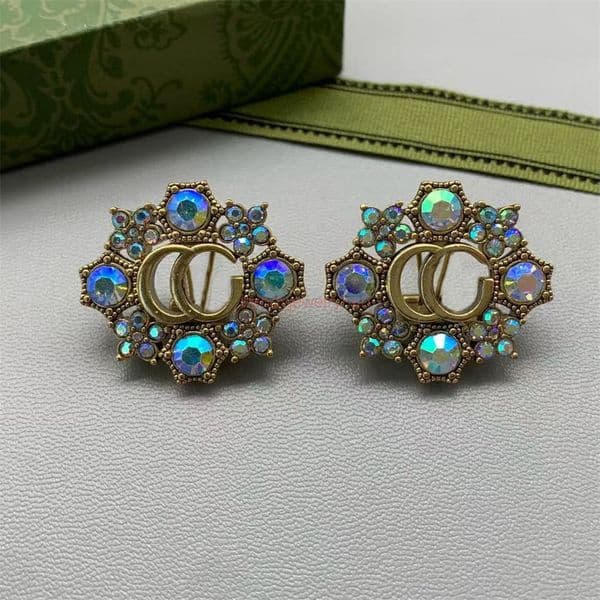 gg earrings colored Crystal Knot earrings 14k gold brass luxury designer earrings for womens wedding anniversary gift jewelry
