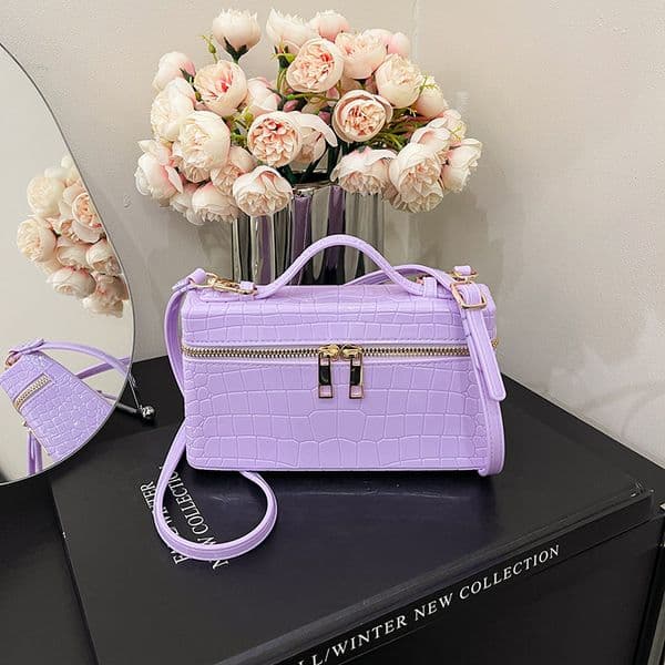 2026 New Crocodile Pattern Box Bag Commuter Small Square Bag Single Shoulder Cross Shoulder Handheld Small Bag Mini Women's Bag