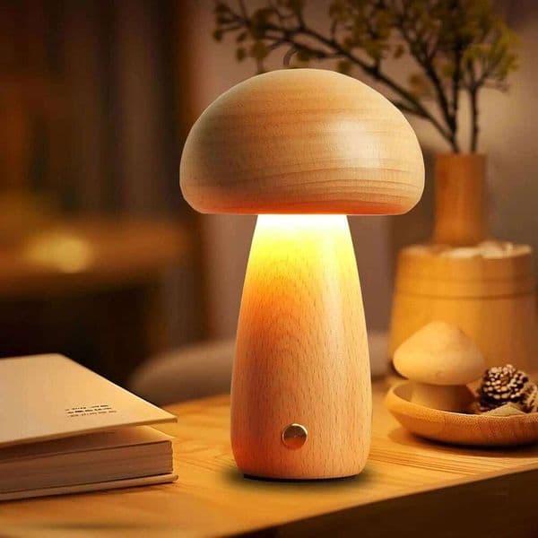 INS LED Light With Touch Switch Wooden Cute Mushroom Bedside Table Lamp For Bedroom Childrens Room Sleeping Night Lamps S260507 4e2