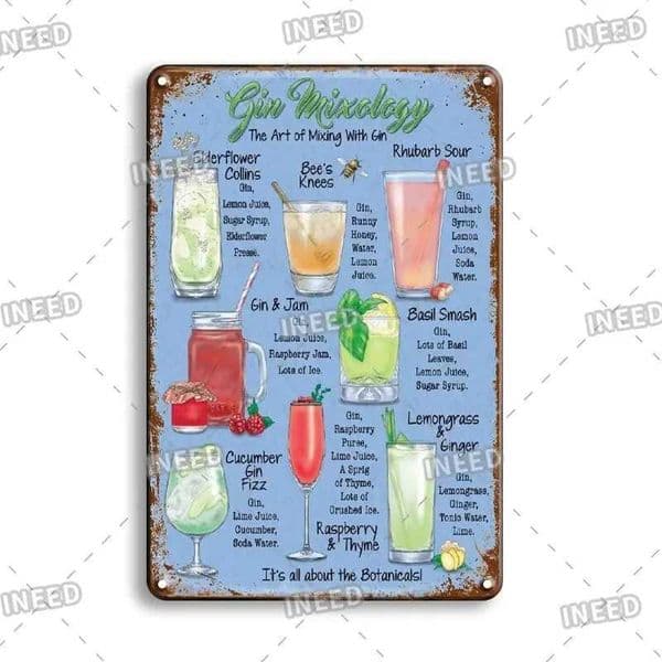 Vintage Cocktail Recipe Metal Sign Retro Tin Wall Art for Bar Pub Man Cave Decor xcm T260512