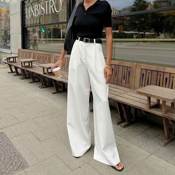 Autumn White High-Waisted Wide Leg Pants Women Versatile Simple Office Lady Suit Pants Casual Loose Straight Trousers 260511