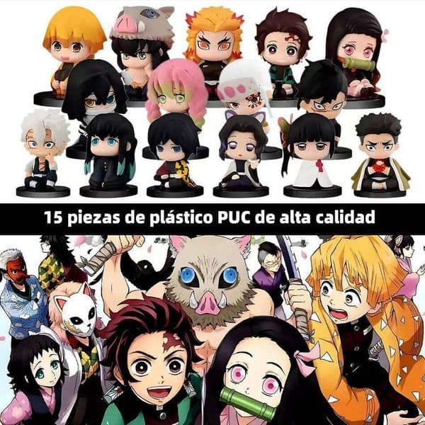 15 style Q Version Anime Demon Slayer Sitting Ghost Doll Tanjiro Nidouzi Inosuke Zenizu Action Figure Movie Model Toys 26L0512