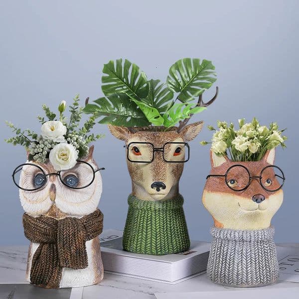 Resin Animal Flowerpots Dry Vases Home Decor Owls Deer Suitable For Courtyard Gardens Balconies Living RoomsRestaurants 260512