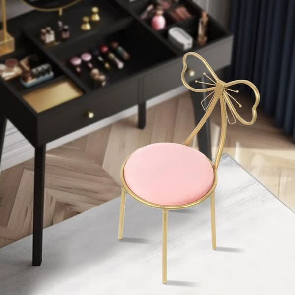 Luxury Designer Decor Light Pink Butterfly Red Vanity Chair Practical Furniture Decoration room For Home 17