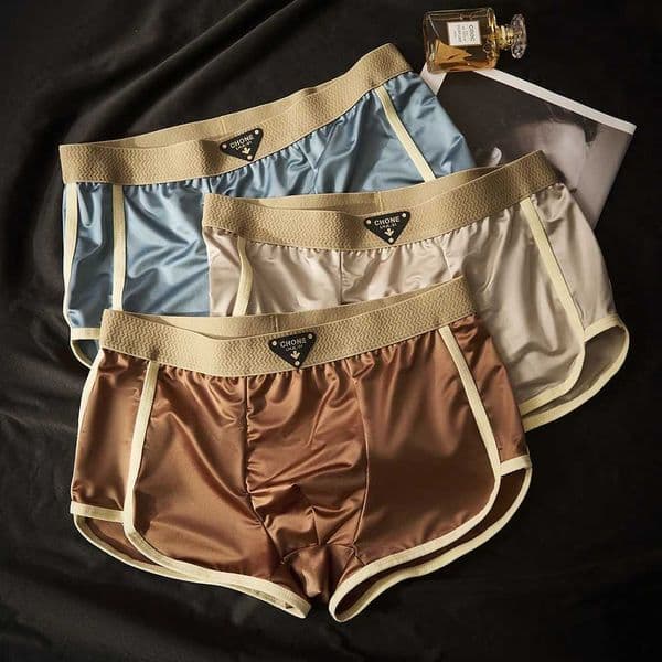 3PCS/Pack Solid Satin-like Boxer Man Cool 10A Antibacterial Silk U-shape Pouch Mens Panties High Elastic Wais Underpants L260511