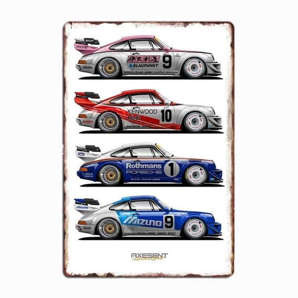 Retro RWB Racing Metal Tin Sign Vintage Wall Decor for Garage Man Cave Home Bar T260512