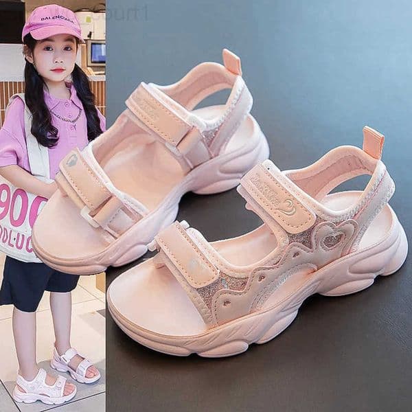 Childrens Beach Girls Sandals Summer New Princess Everything Soft Soled Big Children Girls Sports Sandals T260512