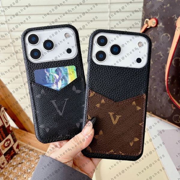 Designer Leather Cell Phone Case for IPhone 17 Pro Max 16 Plus 15 14 13 12 11 Cases iPhone17 iPhone16 ProMax iPhone Air Fashion Phones Cover with Card Holder Case
