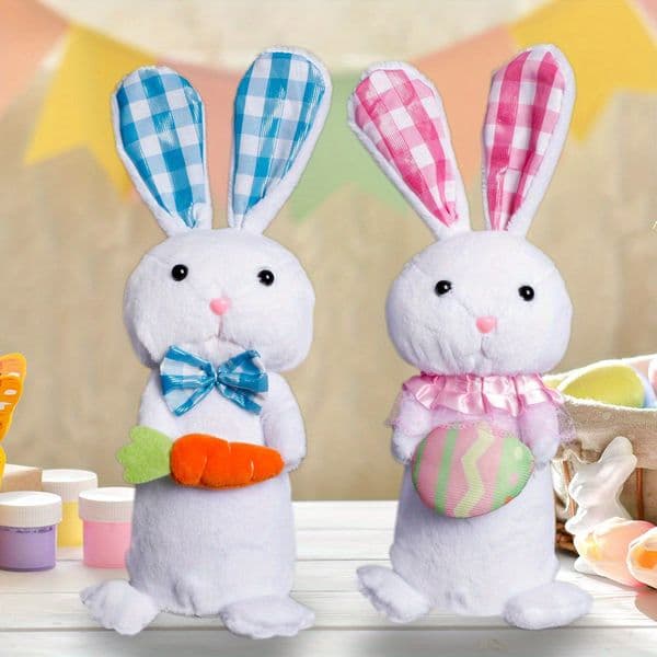 Easter Light-up Standing Rabbit Ornament Holiday Party Decoration Indoor Home Decor Doll Figurine