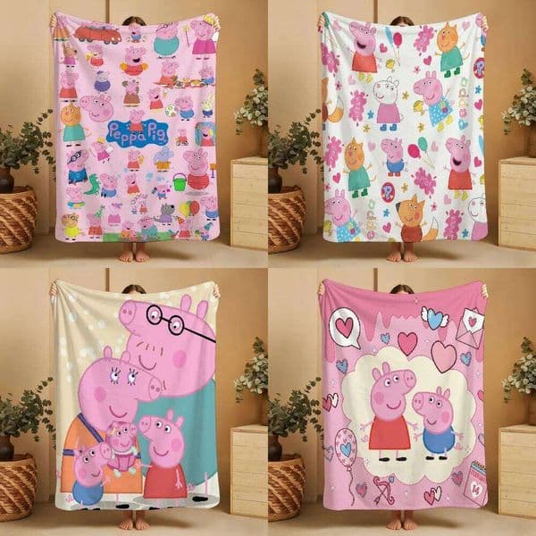 P-PeppaS-ES Blanket Throw Super Cosy Plush Living Room Sofa Couch Childish Birthday P-PigS Gifts W260512