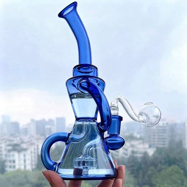 Beaker Glass Bong smoking Water pipe Bubbler Recycler Hookahs Water Bongs Oil Smoking accessory With 14mm 7.9''