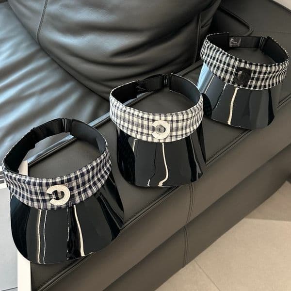 Adjustable Plaid Sun Visor Hat Hats Designers Women Clear Brim Letter Print Visor Cap for Women, Summer Outdoor Beach Golf Headwear