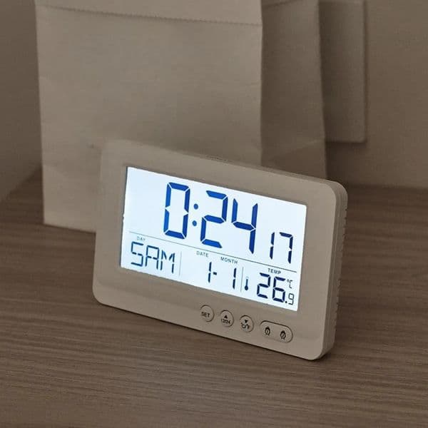 TimeDateWeekTemperature Electronic Alarm Clock LCD Display Soft Lighting Digital Plastic 1224 Hours 260512