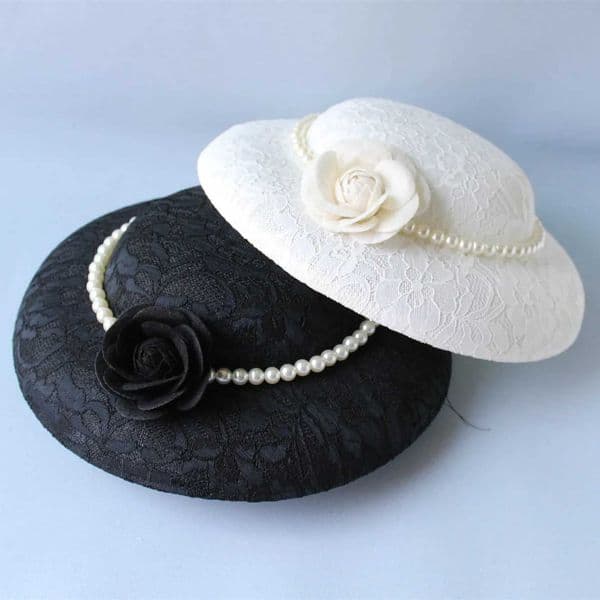 Bridal French Style Wide Brim Hat Elegant Lady Bucket Hat with Pearl and Camellia Women Banquet Church Hat L260511