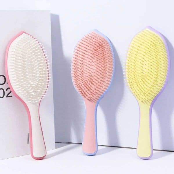 1pcs leaf shaped fine toothed comb hair brush fluffy skull top non knotted air cushion combSpecial for real hair wigs L260512
