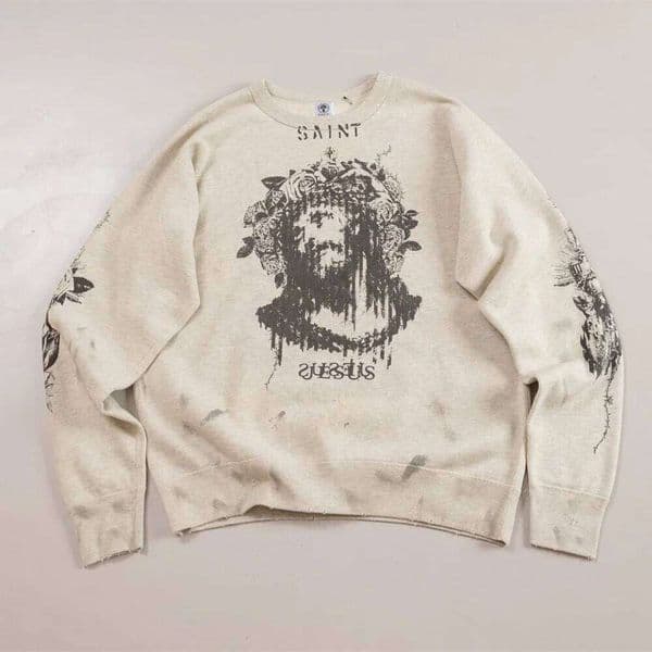 Yao Fashion Saint OF Michael Graffiti Print Pullover Luxury Streetwear Oversize Y2k High Quality Casual Sweatshirt For Men 26Y0512