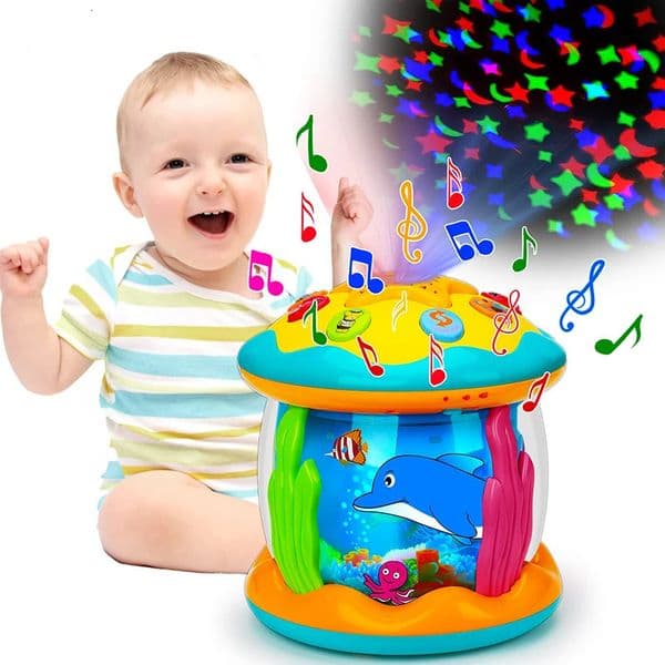 Baby Toys 1-3 Years Babies Ocean Light Rotary Projector Musical Toys Montessori Early Educational Sensory Toys for Toddler Gifts 260512