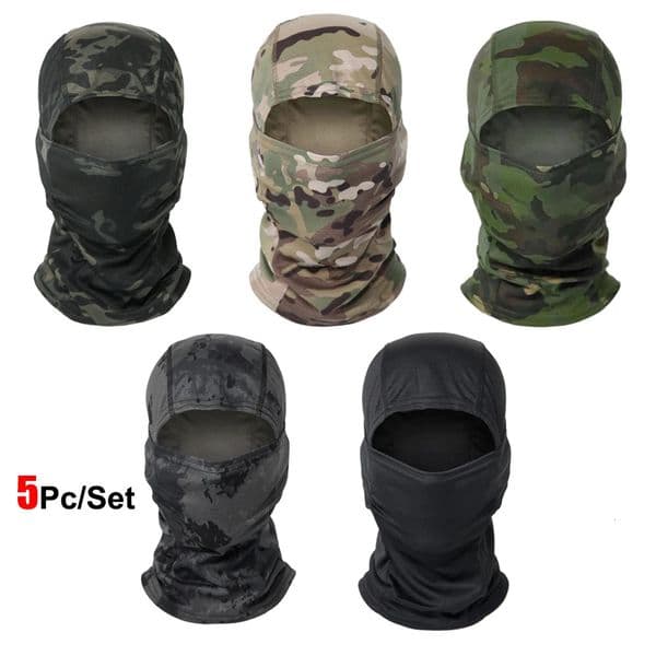 5Pcs/Set Camouflage Balaclava Hat Cycling Full Face Mask Multi Functional Scarf Headscarf Motorcycle Bike Skiing Helmet Lining 260511