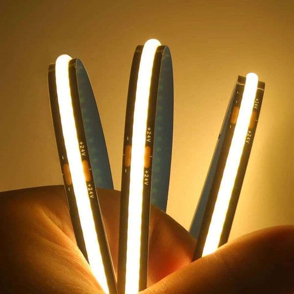 12V 24V Black PCB COB LED Strip Light 3000K 4000K 6000K 320LED/m High Density Lighting for Kitchen Cabinets Flex Tape RA90 IP30 S260512