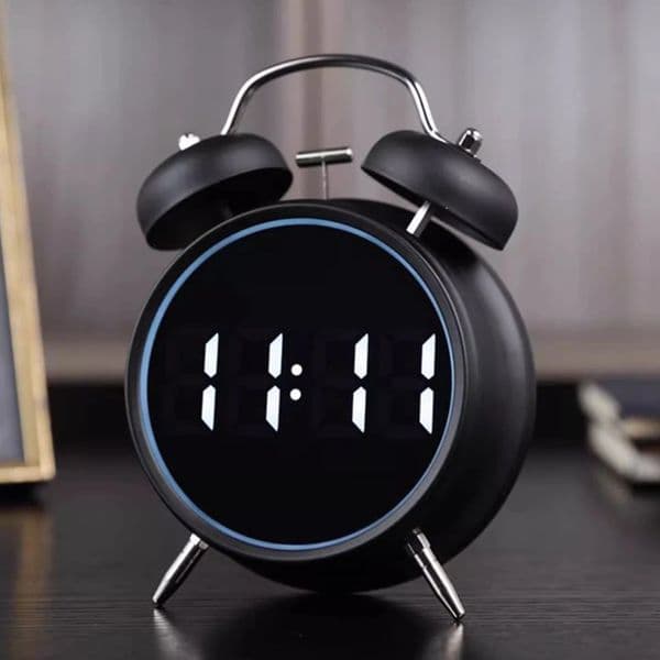 Retro Digital Alarm Clock LED Display Loud Bell Analog 2 Highpitched Non Ticking For Heavy Sleeper 260512