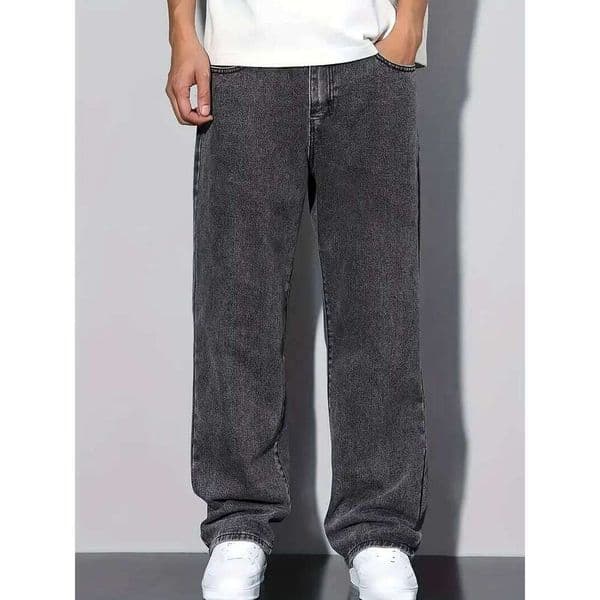 2025 New Style Streetwear Jeans for Men, Fashionable Straight-Leg Loose-Fit Denim Pants 26W05012