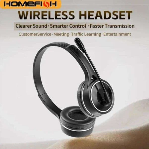 HOMEFISH SY-T30 Wireless Headset with Mic 8H Playtime 40mm Hi-Fi Driver BT Headphones for Office Meeting Online Learning 26Y0512