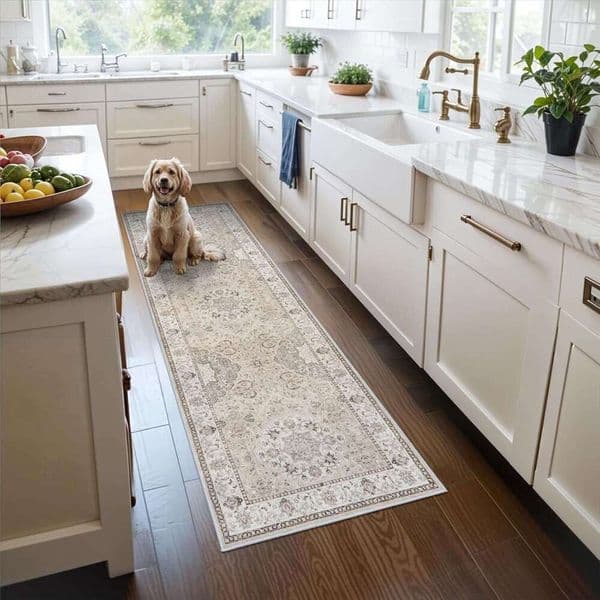 2x6 Hallway Washable : Vintage Soft Kitchen Laundry Runner with Non Slip Backing Farmhouse Entryway Living Room Floor Mat Stain Resistant Carpet for Bedroom