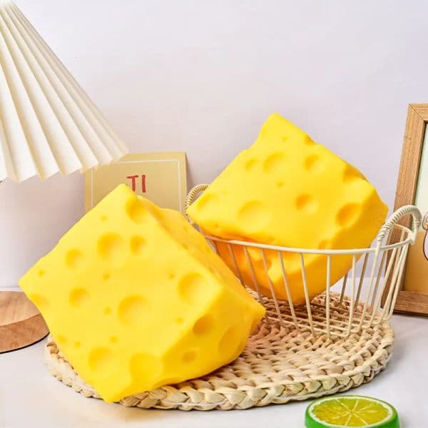 Jumbo Big Cheese Cube Slow Rising Stress Ball Brain Squishy Needoh Dumpling Soft Shapeable Squeeze Ball Non-Bounce Fidget Toy ASMR Sensory Anti-Stress Gift