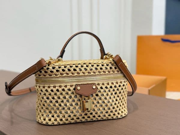 hollow woven straw makeup bag box bag armpit bag soft box crossbody bag shoulder bag