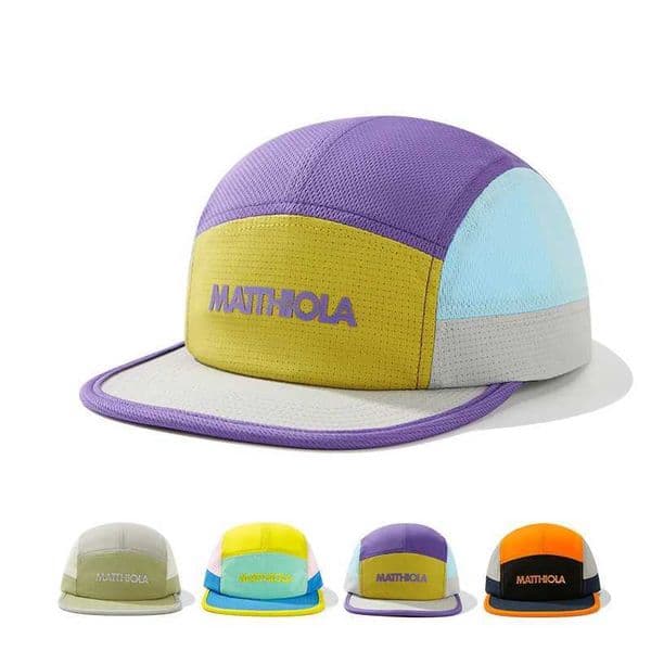 Color Block 5 Panel Baseball Cap for Men Women Waterproof Nylon Mesh Letter Design Perfect for Outdoor Running Cycling L260512