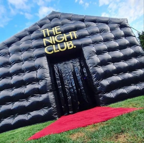 wholesale Black cube tent inflatable cabina party disco square tents Sloping air house balloon with sticker door cover