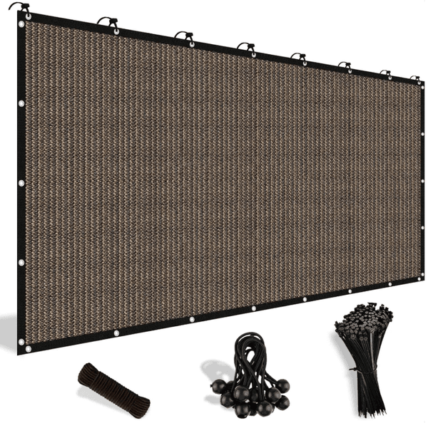 90% Sun Shade Cloth with Grommets 8' X 12' Pergola Shade Cover Canopy Mesh Tarp Sun Screens for Patio Outdoor Garden Backyard Mocha
