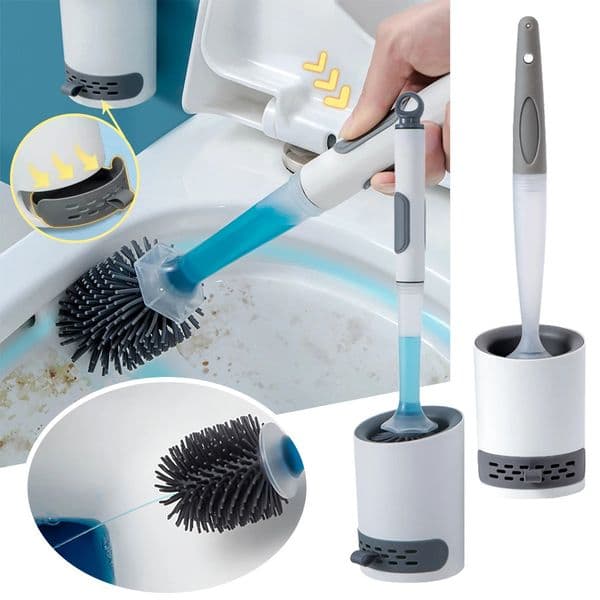 Detergent Refillable Toilet Brush Wall-Mounted Long Handle Silicone TPR Brush for Corner Cleaning Tools Bathroom Accessories 260511