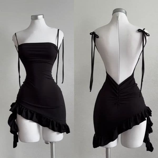 2026 Sexy Sleelveless Backless Mini Dress Women Summer Europe America Lace Up Bodycon Dresses High Street Party Club Black Dress 260512