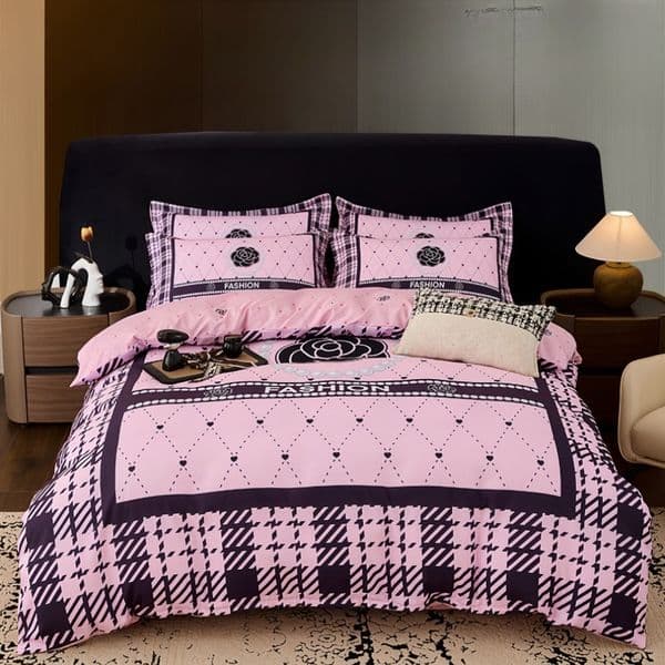 Niche Luxury Pink Camellia Bedding Set Designer Eco Cotton Brushed Bed Sheet Set for Bedroom Decor