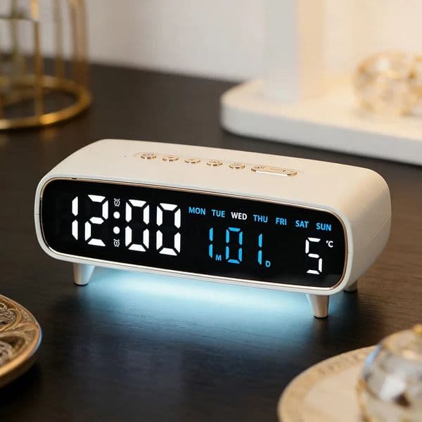 LED Digital Alarm Clock Voice Control Temperature Date Week Timer Brightness Adjustment Electronic With Ambient Light 260512