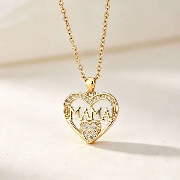 directly supplied by the manufacturer crossborder bestseller mama doublelayer heart necklace with diamonds collarbone chain mothers day gift wholesale