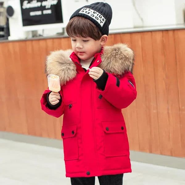 2026 Designer New Warm Winter Parka Children Thick Padded Baby Outerwear With Faux Fur Hood Perfect Snow Coat For Toddlers Baby