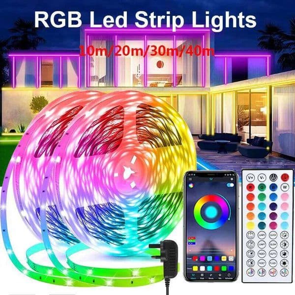 RGB Strip Lights 5m 10m 20m 30m 40m Led Light Remote APP Control Music Sync Flexible Ribbon Lamp for Room Decor TV Backlight S260512