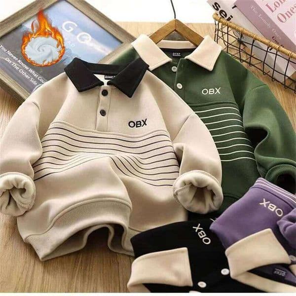Winter Boys Warm Hoodies Autumn Plus Velvet Sweatshirts Children Fashion Padded Tracksuit 2024 New Kids Fleece Clothing 26L0512