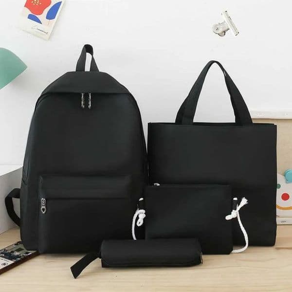 2026 Kid Hair Accessories Four-Piece Stylish School baby hair clip cute Bag Large Capacity Student Simple Casual Multifunctional Backpack Girl Tie