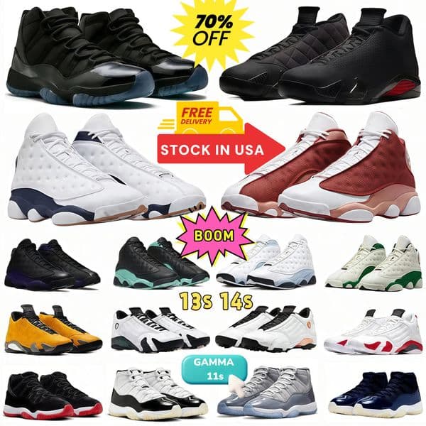 With Box 11 14s Basketball shoes Gamma Cool Grey Sneaker Men 13 Panda Trainer Pine Green University Blue Wheat Wolf Black Cat Bred Hyper Royal Sport Shoes