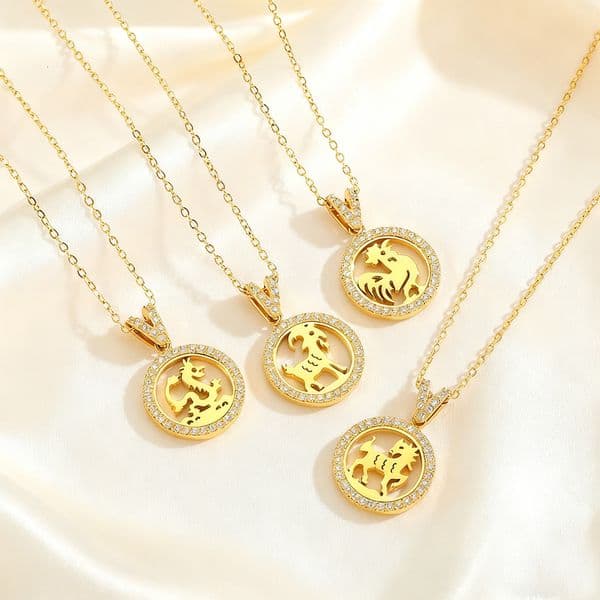 Titanium steel zodiac circular pattern necklace, light luxury, simple and elegant, niche high-end necklace accessory for women, summer pendant