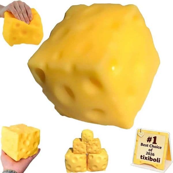 Yellow Cheese Squeeze Toy Soft Rebound Sensory Toy Stress Relief Focus Helper Cute Food-Themed Desk Decor Gift 276 in Z260512