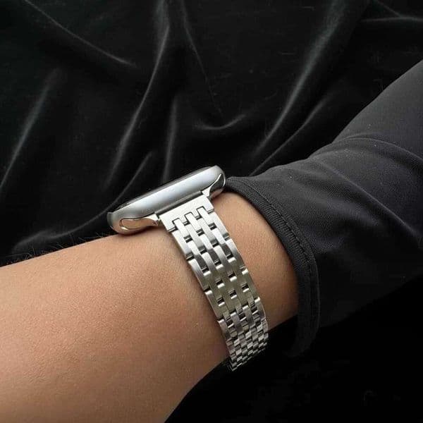 Stainless steel five-chain strap suitable for all series of Apple Watch, women's light luxury metal strap, business fashion style
