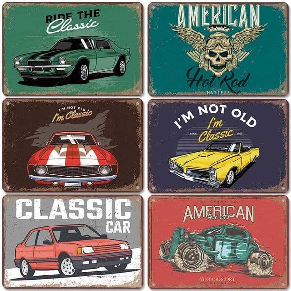 Old School Hot Rod Riders Poster Vinatge Metal Tin Signs ic Car Metal Sign Plate for Garage Home Wall Art Decor T260512