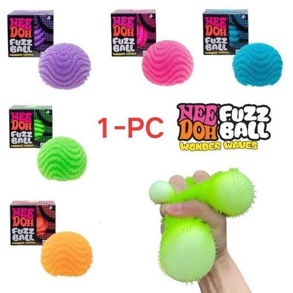 NeeDoh Fuzz Ball Wonder Waves Sensory Squeeze Toy Textured Stress Relief Fidget Ball for Adults Kids X260511