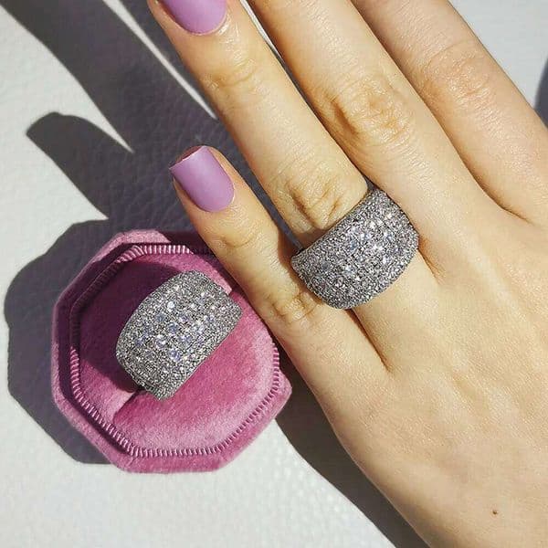 Micro Pave Lab Diamond Ring 925 Sterling silver Engagement Wedding Band Rings for Women Bridal Birthday Party Jewelry Gift J260512